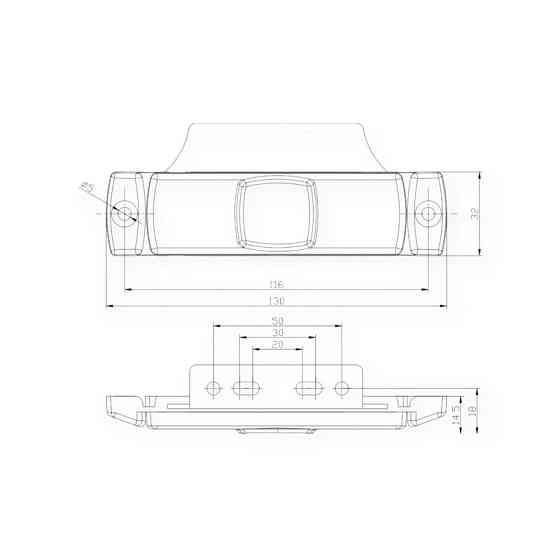 Ліхтар маркерний прямокутний оранжевий 130х32мм FT-017 Z LED (12-24V) Мукачево