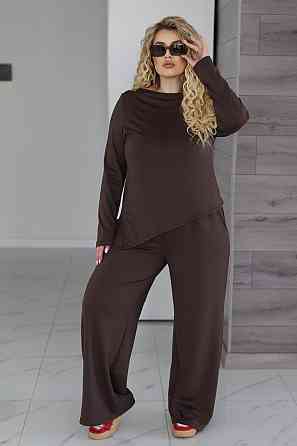 Жіночий костюм з асиметричним лонгслівом "Travel" |  Норма та батал Шоколадний, 42-44 Київ