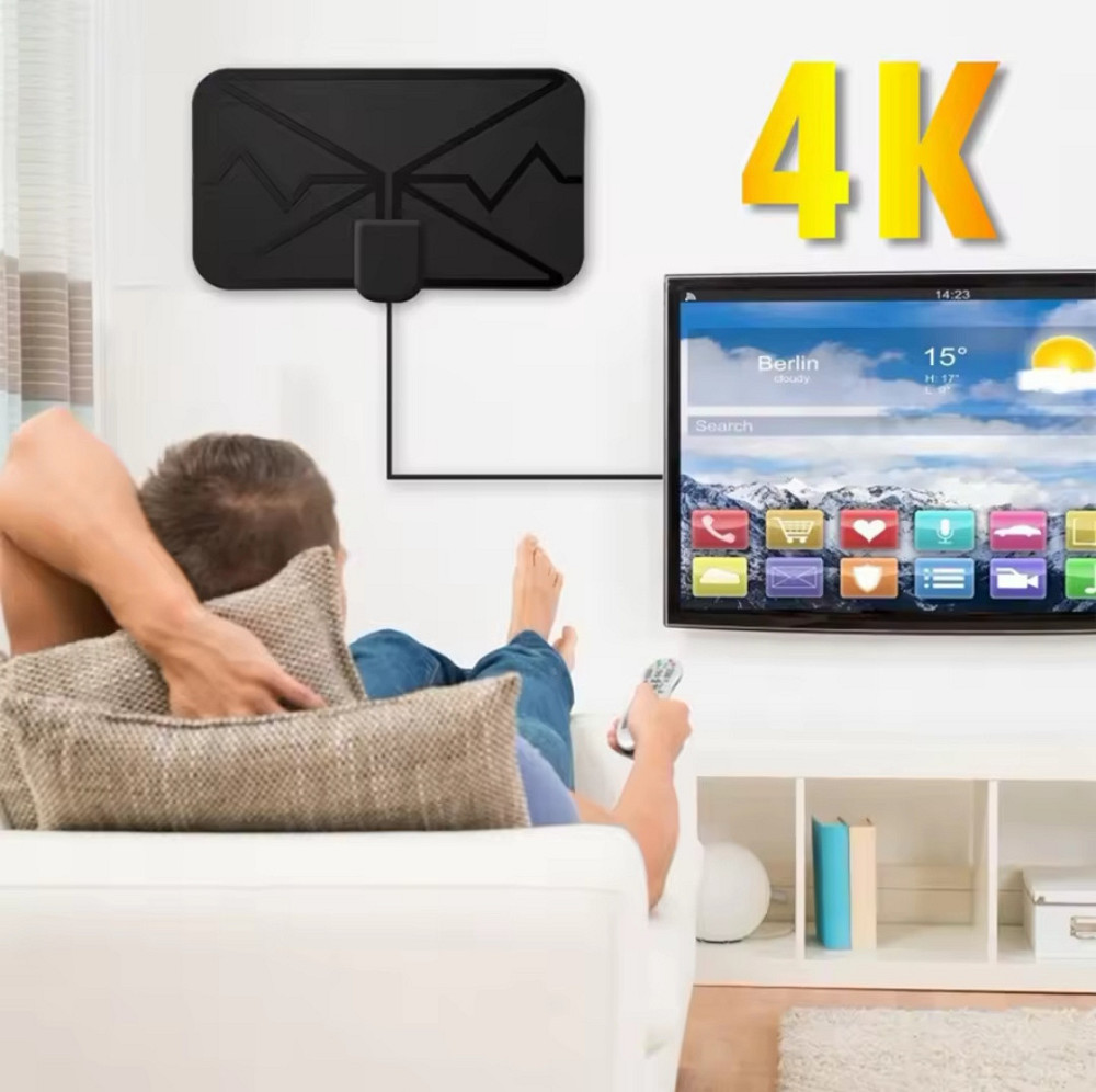Телевизионная антена внутренняя с цифровым усилением 4K Full HD TV 21 на 12 см черный Киев - изображение 6