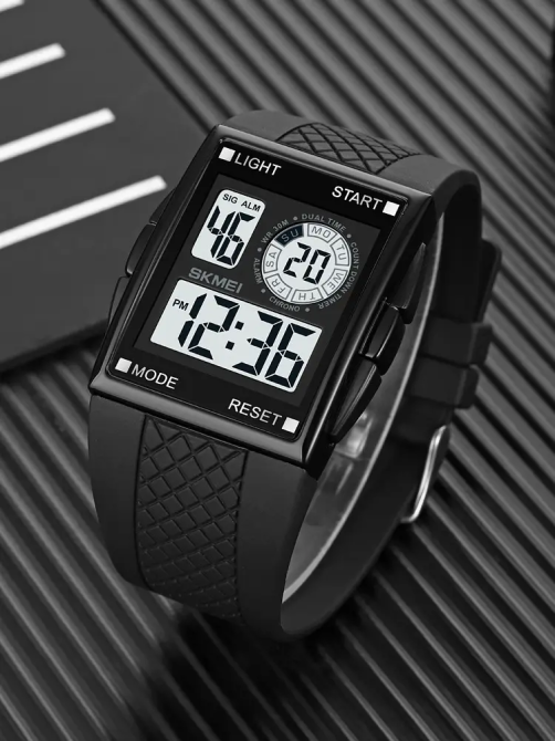 Мужские наручные кварцевые часы Skmei 1967 (Черный с белым циферблатом) Киев - изображение 5