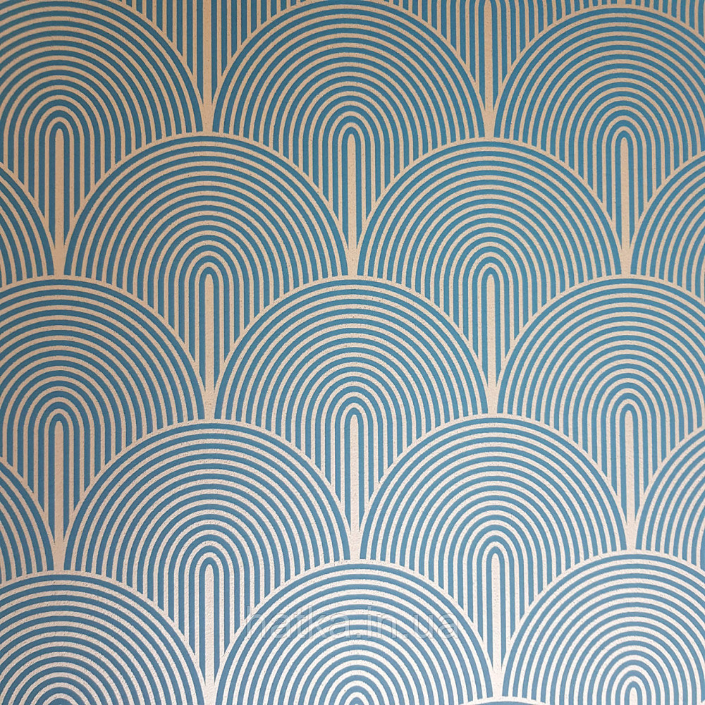 Обои флизелиновые экологически чистые Rasch Salisbury 0.53х10 геометрия полукруги полосы золотистые на синем Киев - изображение 1