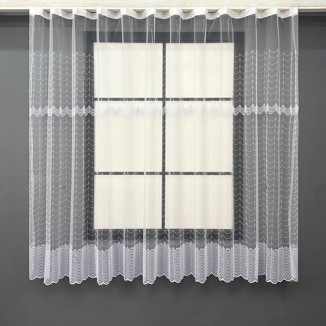 Тюль VR-Textil 1890т Фатин с вышивкой и люрексом Холодный белый 300х150 см (42-257) Киев - изображение 1