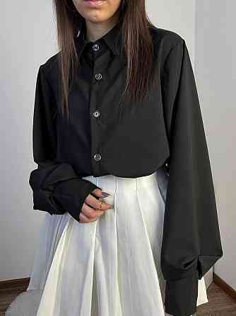 Женская базовая рубашка на пуговицах турецкий плотный софт Черный Одесса