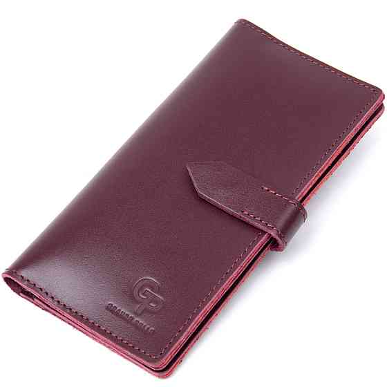 Шкіряне глянсове портмоне Бордовий (GRANDE PELLE) Київ