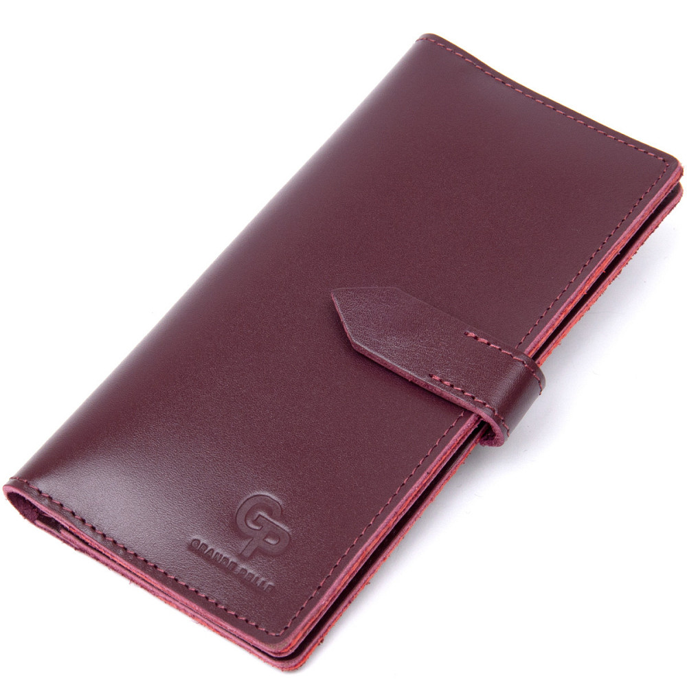 Кожаное глянцевое портмоне Бордовый (GRANDE PELLE) Киев - изображение 5