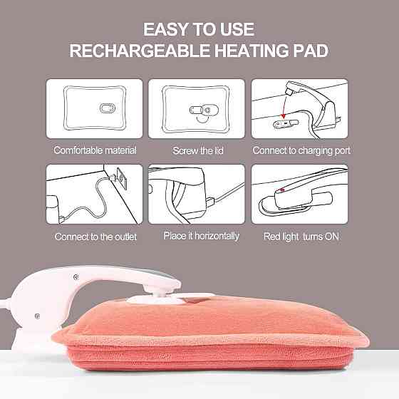 Электрическая грелка аккумуляторная Rechargeable Hot Water Bottle Розовый 75°C за 15 мин 3 уровня нагрева Киев