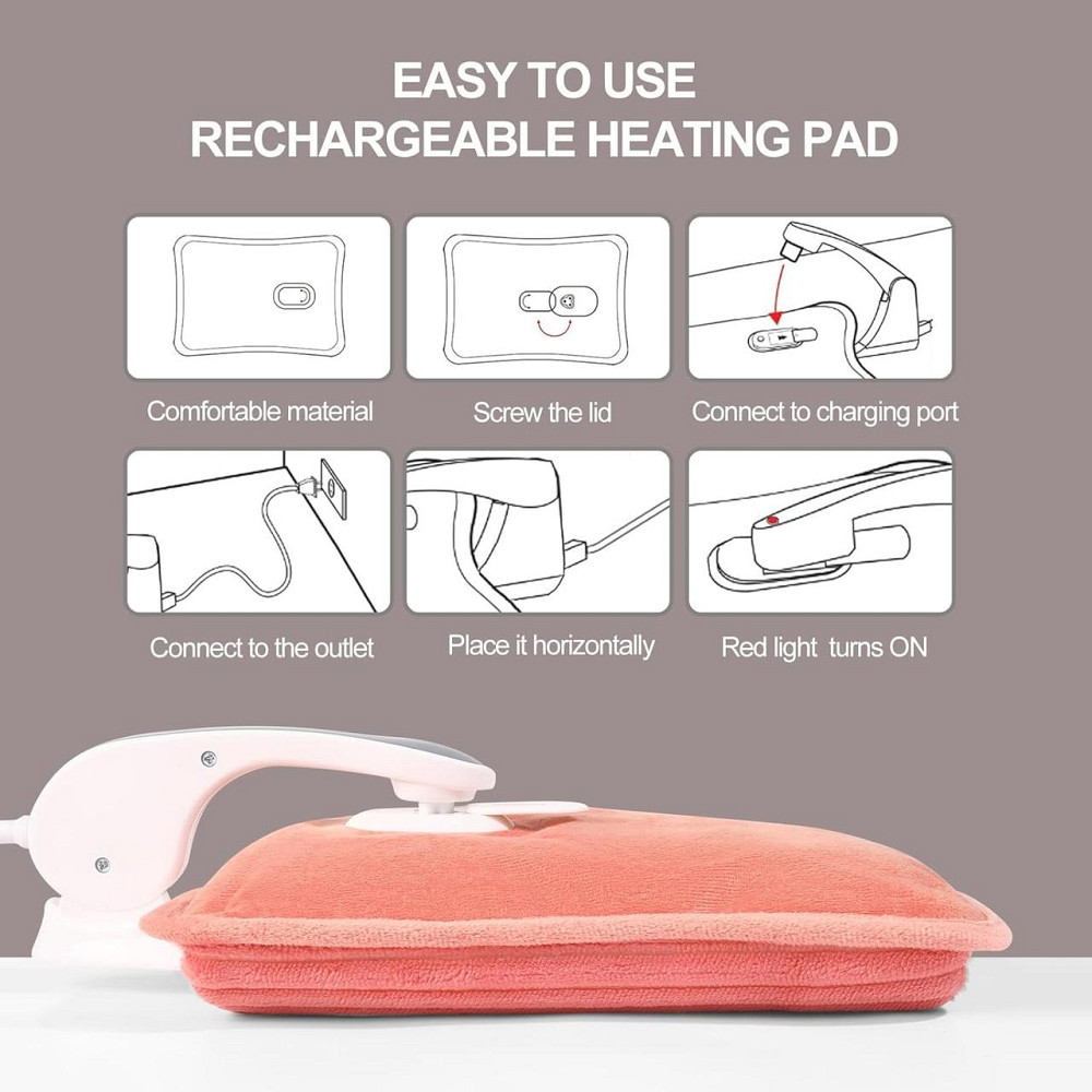 Электрическая грелка аккумуляторная Rechargeable Hot Water Bottle Розовый 75°C за 15 мин 3 уровня нагрева Киев - изображение 3