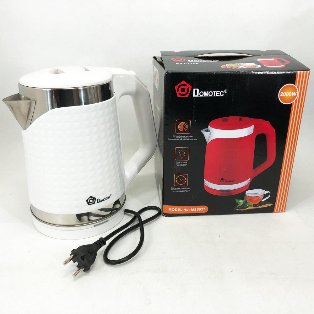 Чайники металлические из нержавеющей стали Domotec MS-5027 2000 Вт 2.2 л, Бытовой чайник для кухни EZ-39 Львов - изображение 7
