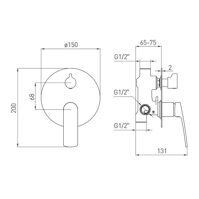 Змішувач прихованого монтажу VOLLE CANTE cromo на 2 споживачі хром Київ - фото 2