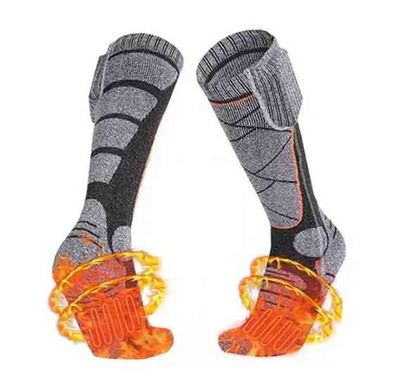 Високі шкарпетки з підігрівом та блоком живлення на 2200mAh (Сірі з ромбиками) Вінниця