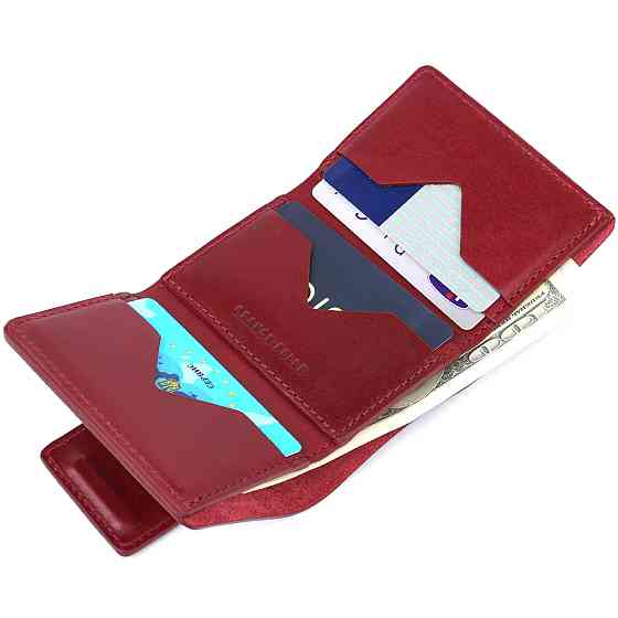 Практичне жіноче портмоне Бордовий (GRANDE PELLE) Київ