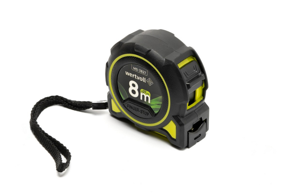 WERTVOLL Рулетка WERTVOLL 8 м х 27 мм фіксатор полотна кнопка STOP покриття TPR нейлонове покри Київ - фото 10