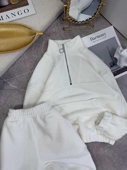 Женский теплый прогулочный костюм двойка из двухстороннего флиса Молочный, 42/46 Одесса - изображение 4