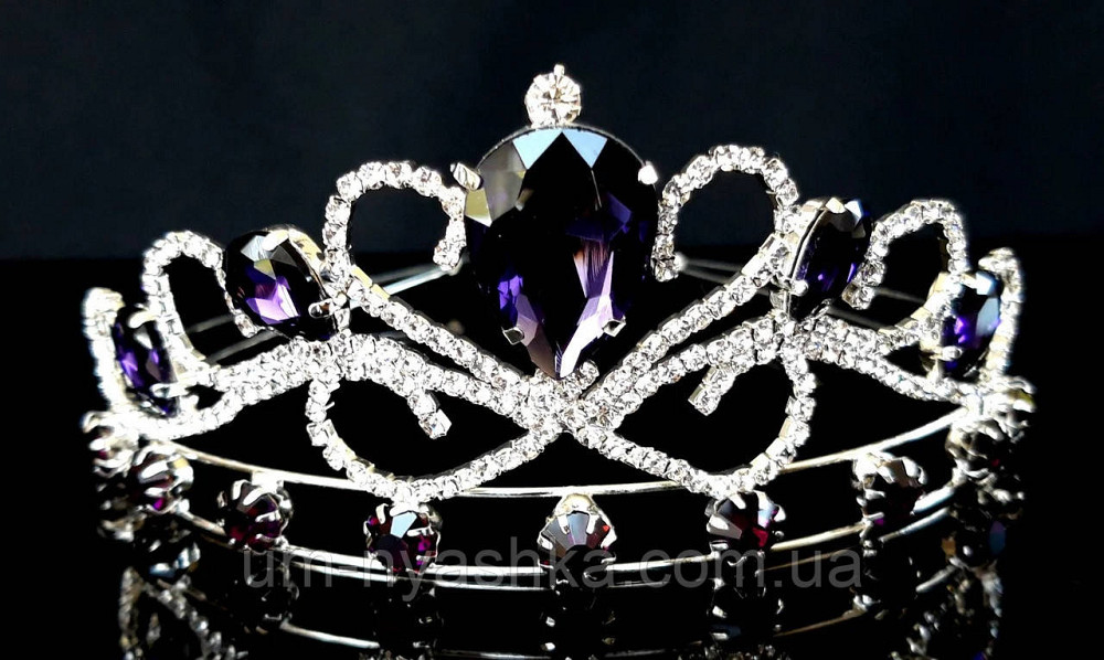 Диадема на обруче Корона серебряная с фиолетовыми камнями Кривой Рог - изображение 2