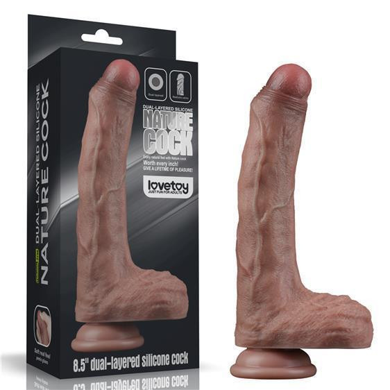 Фалоімітатор - Dual-Layered Silicone Cock 8.5" Brown #3 Sex Aura Київ - фото 1