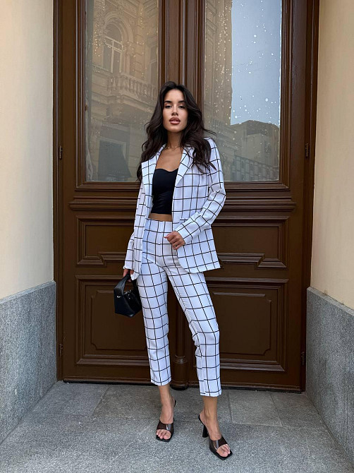 Жіночий стильний діловий костюм із костюма Білий, 42 Одеса - фото 8