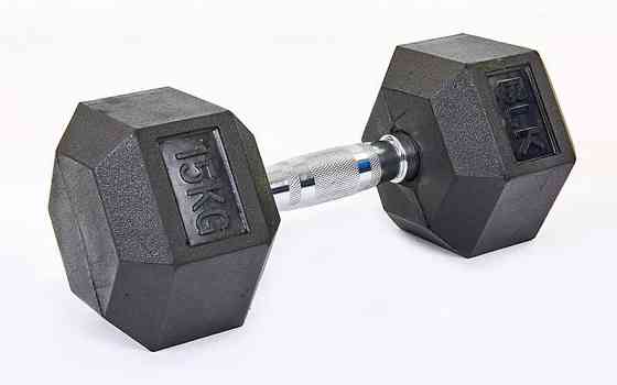 Гантель 15 кг цельная шестигранная гексагональная Zelart Киев