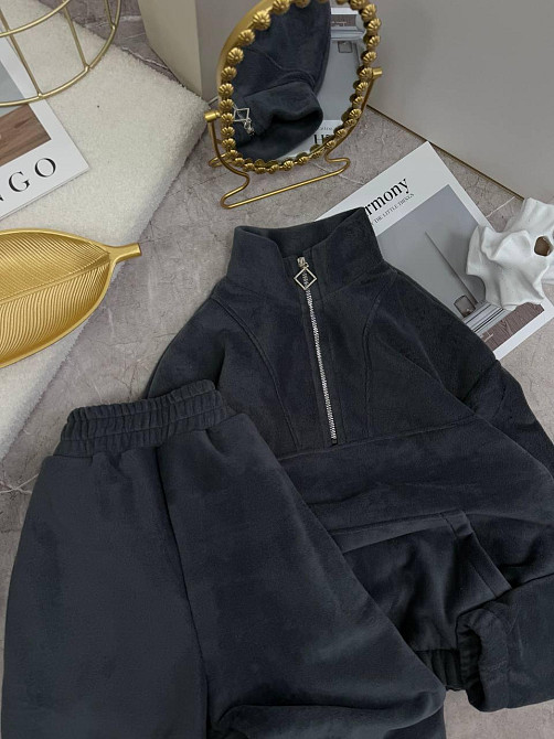 Женский теплый прогулочный костюм двойка из двухстороннего флиса Графит, 42/46 Одесса - изображение 4