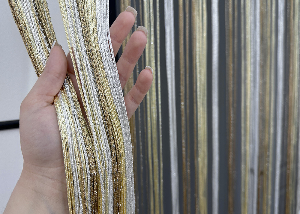 Шторы-нити с люрексом Бежевый с молочным и белым 300х300см 1 шт (61-100) Киев - изображение 5