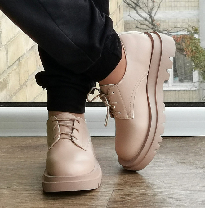 Жіночі Бежеві Туфлі Кросівки на Танкетці Сліпони Шкіряні Мокасини (розміри: 36,37,38,39,40,41) — 6-26х Дніпро - фото 8