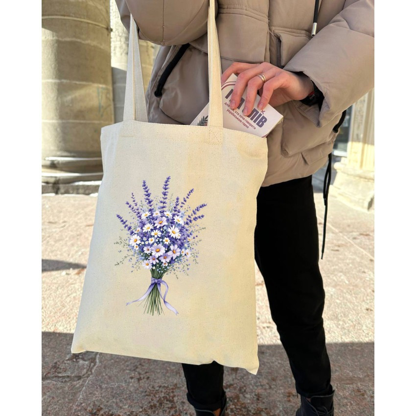 Екошопер BookOpt BK 4105 Лавандовий букет бежевий Киев - изображение 5