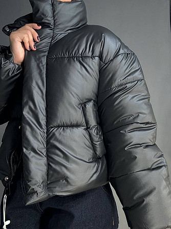 Куртка жіноча Haiziyuan 8606 коротка пуффер з коміром чорна, чорний, XL Київ - фото 16