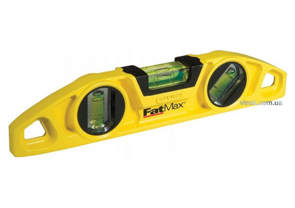 Рівень магнітний STANLEY "FatMax® Torpedo" : L= 22 см, 3 капсули, алюмінієвий корпус Одеса - фото 1