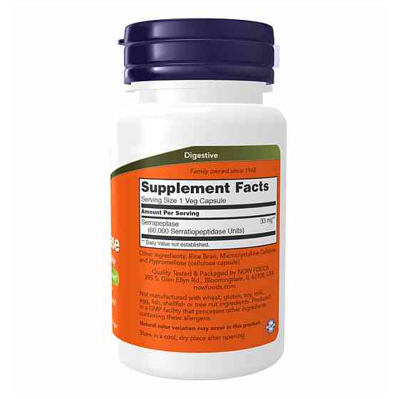 Серрапептаза Now Foods Serrapeptase 60,000 Units 60 раст капс Киев