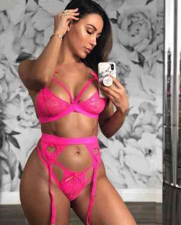 Комплект нижнего белья с чулками кружевной женский S розовый Киев