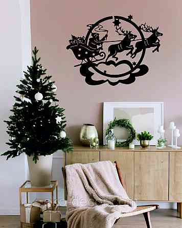 Декоративное настенное Панно «Новый год», Декор на стену 90*66 см, Чёрный Киев