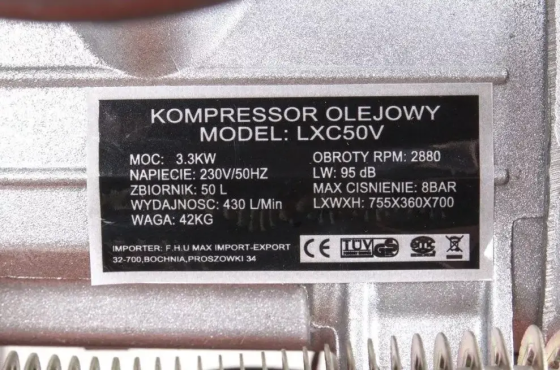 Масляний компресор LEX LXC50V (50 л / 3.3 кВт / 220В / 8 бар / 430 л/хв. / 2 циліндри) Київ