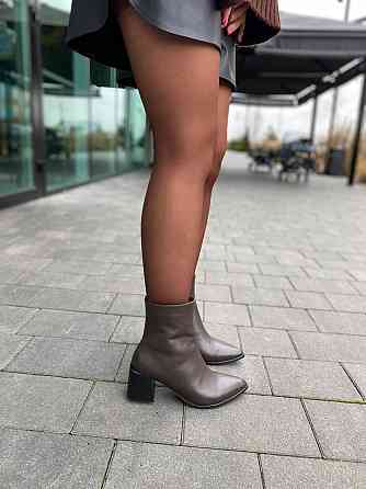 Черевики жіночі з натуральної шкіри демісезонні 6057 шоколадні на підборах / Черевики весна-осі Коломия