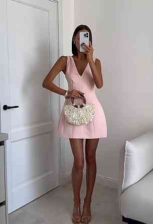 Женское базовое мини платье костюмка + подкладка софт Пудровый, 44/46 Одесса