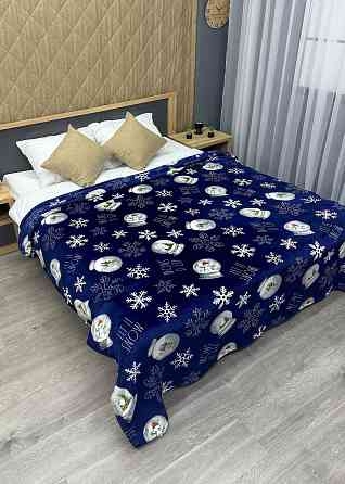 Плед-покривало Decorator WellSoft 150х210 см з різдвяним принтом Синій (87-171) Київ
