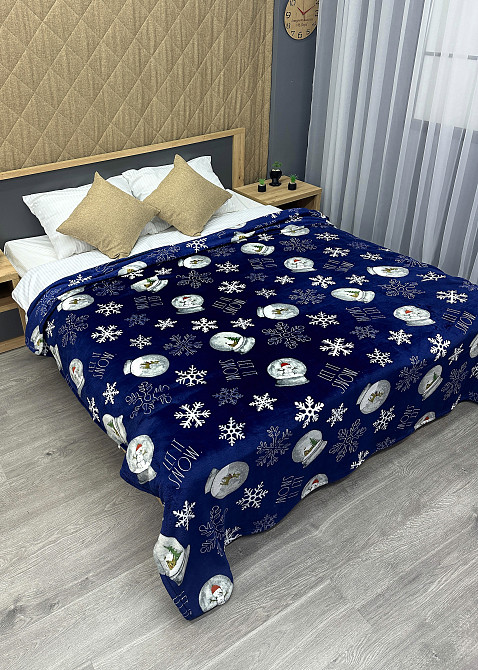 Плед-покривало Decorator WellSoft 150х210 см з різдвяним принтом Синій (87-171) Київ - фото 3