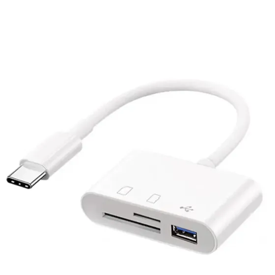 Адаптер Type C кардридер USB TF SD (белый) Запорожье