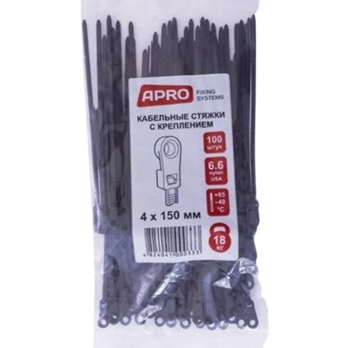 Хомут пластиковий 4,0*150мм з кільцем чорний 100шт/уп APRO Житомир