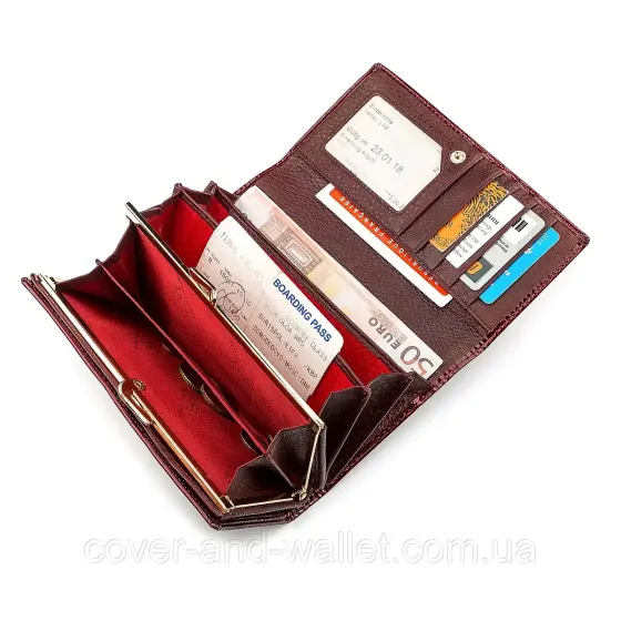 Жіночий червоний лаковий гаманець з візитницею ST Leather S8001 Київ