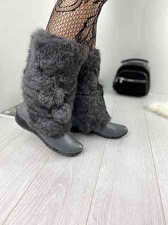 TopS Унти жіночі TopS сірі натуральна шкіра хутро висота 26см обхват 32-33см розмір 39р. (КР-65 Коломия