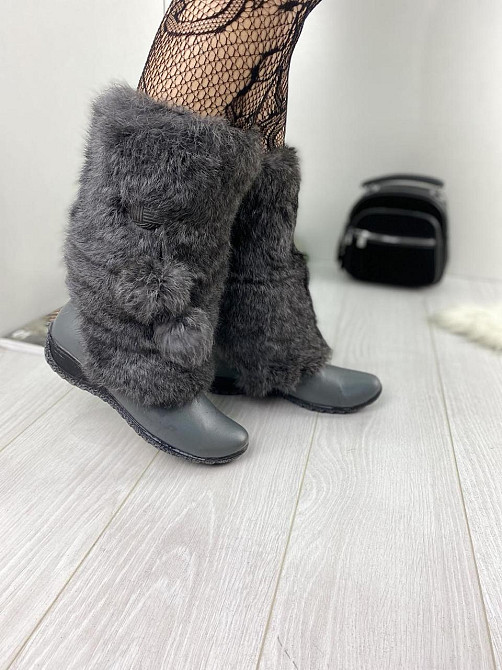 TopS Унти жіночі TopS сірі натуральна шкіра хутро висота 26см обхват 32-33см розмір 39р. (КР-65 Коломыя - изображение 2