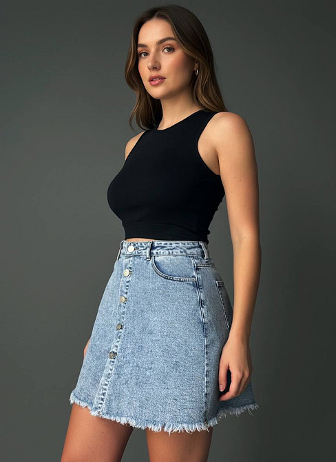 Шорти-спідниця жіночі Vanver 227 джинсові на гудзиках з бахромою блакитні, блакитний, З6, 36, 97 см, 125 см Київ - фото 5