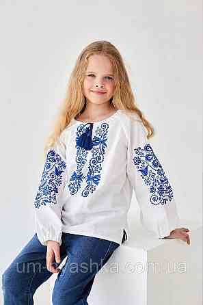 Детская вышиванка з синей вышивкой Кривой Рог