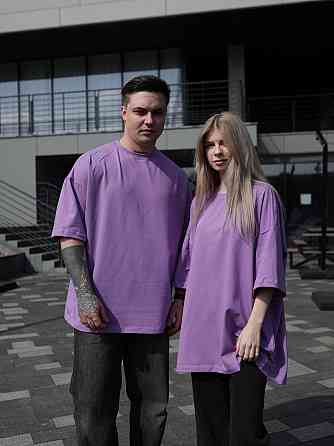 Парні футболки оверсайз(oversize) для чоловіка і дружини, для закоханих пар SANE фуксія Одеса