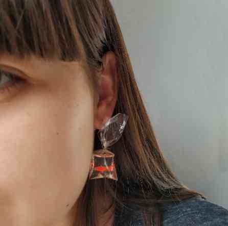 Серьги для детей Рыбки 46 на 22 мм оранжевый Киев