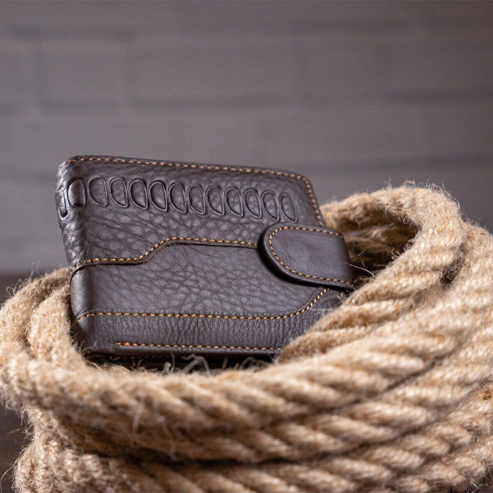 Мужской кошелек с тиснением Коричневый (Vintage) Киев - изображение 8