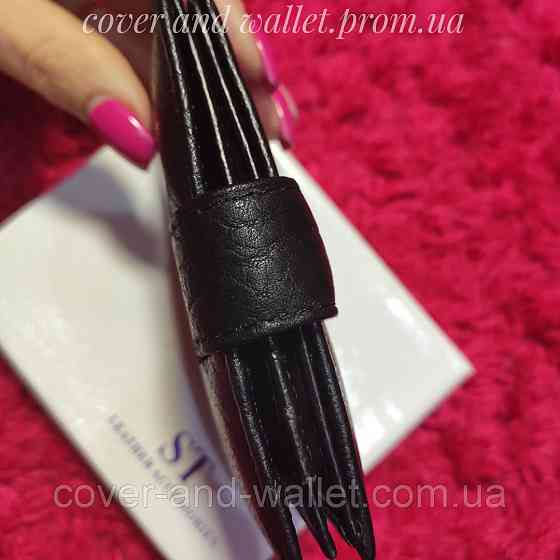 Черная кожаная кредитница для авто документов и ID карти ST Leather Киев