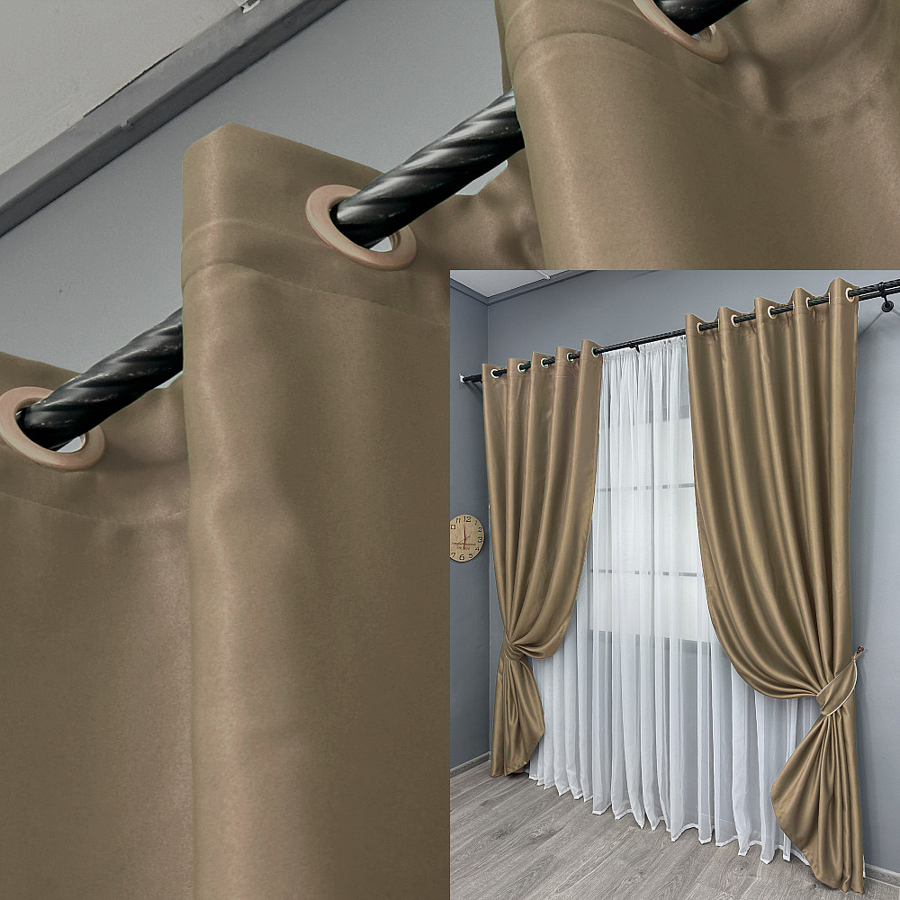 Комплект штор на люверсах VR-Textil Bagema Rvs № 1239ш 150х250 см 2 шт Молочний шоколад (37-0110) Київ - фото 9