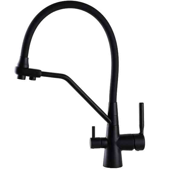 Змішувач для кухні під осмос Globus Lux GLLR-0800-10-01 гофрований  на гайці латунь, Чорний-Чорн Луцк