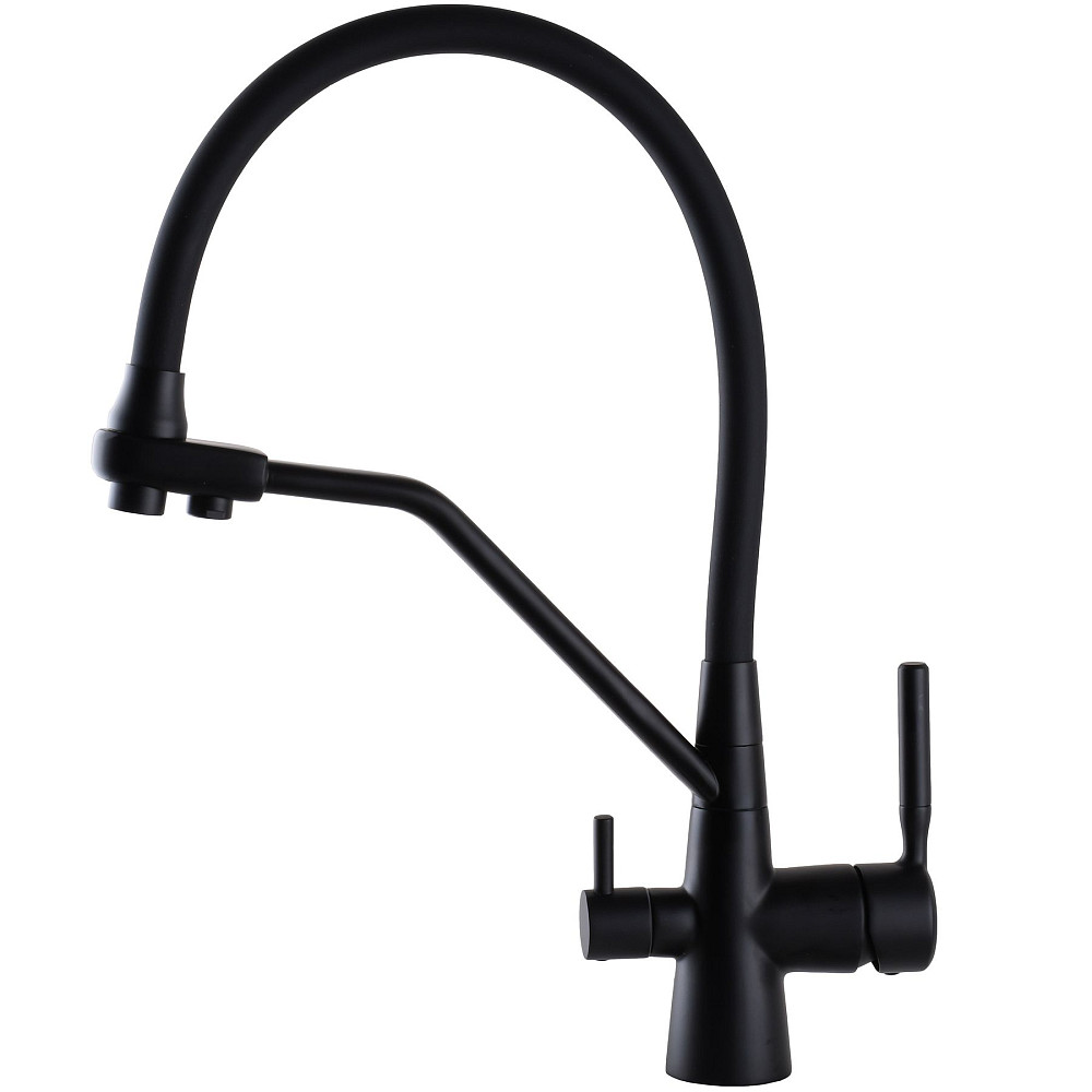 Змішувач для кухні під осмос Globus Lux GLLR-0800-10-01 гофрований  на гайці латунь, Чорний-Чорн Луцк - изображение 6