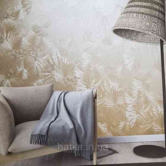 Шпалери метрові вінілові на флізелін Marburg Botanica рослинний принт листя монстери пальми бронзові Київ